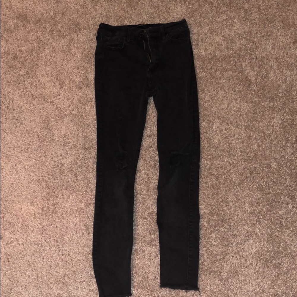 Black high rise Hollister jeans with rips size 25